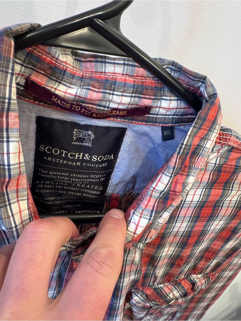 Scotch & Soda Red, Navy & White Plaid Button-Down Shirt